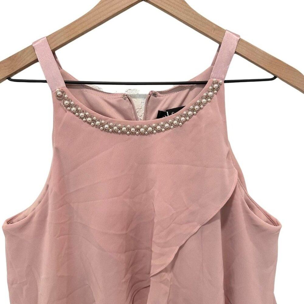 S.L. Fashion Sleeveless Chiffon Tiered Cocktail Dress Faded Rose 12 - Picture 3 of 11